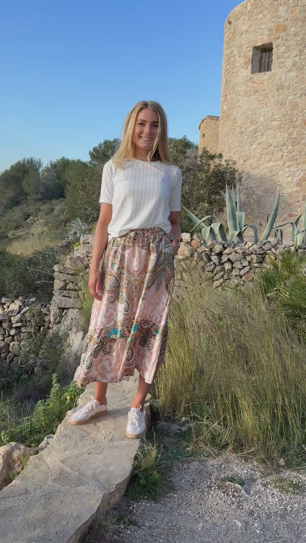 Hope Long Skirt | Creme Scarf | Nederdel fra Liberté