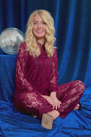 Lacy Ls Shirt | Bordeaux Lace | Skjorte fra Liberté