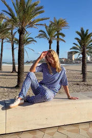 Alma Tshirt | Stripe Ivory Cobolt | T-shirt fra Liberté