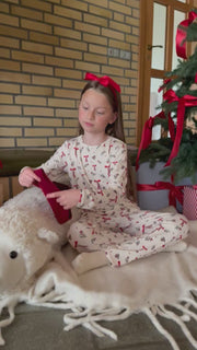 Alma Ls Tshirt Kids | Red Bow Creme | Børne bluse fra Liberté