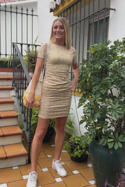 Alma Ss Turn Dress | Beige Lemon | Kjole fra Liberté