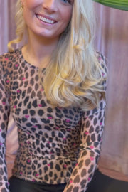 Mesh Ls Tshirt | Lux Leo Pink Heart | Bluse fra Liberté