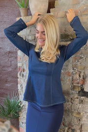 Asta Ls Slimfit Blouse | Blue Denim | Bluse fra Liberté