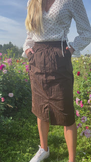 Fia Long Cargo Skirt | Dark Brown | Nederdel fra Liberté