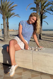 Alma U Tshirt | Stripe Ivory Cobolt | T-shirt fra Liberté