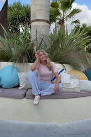 Natalia Straight Pants | Light Blue White Stripe | Bukser fra Liberté