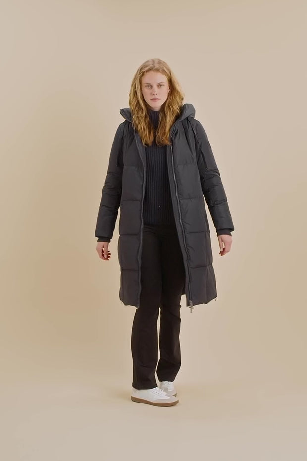 Nova Square Down Coat | Navy blå | Frakke fra Mos Mosh