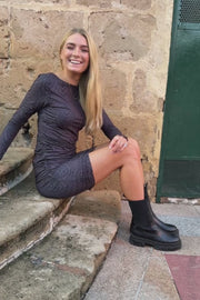 Alma Ls Turn Dress | Dark Grey Lala | Kjole fra Liberté