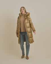 Nova Metallic Down Jacket  | Dark Gold | Jakke fra Mos Mosh