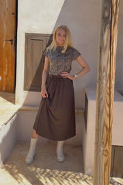 Alma Loose Skirt | Mocca | Nederdel fra Liberté