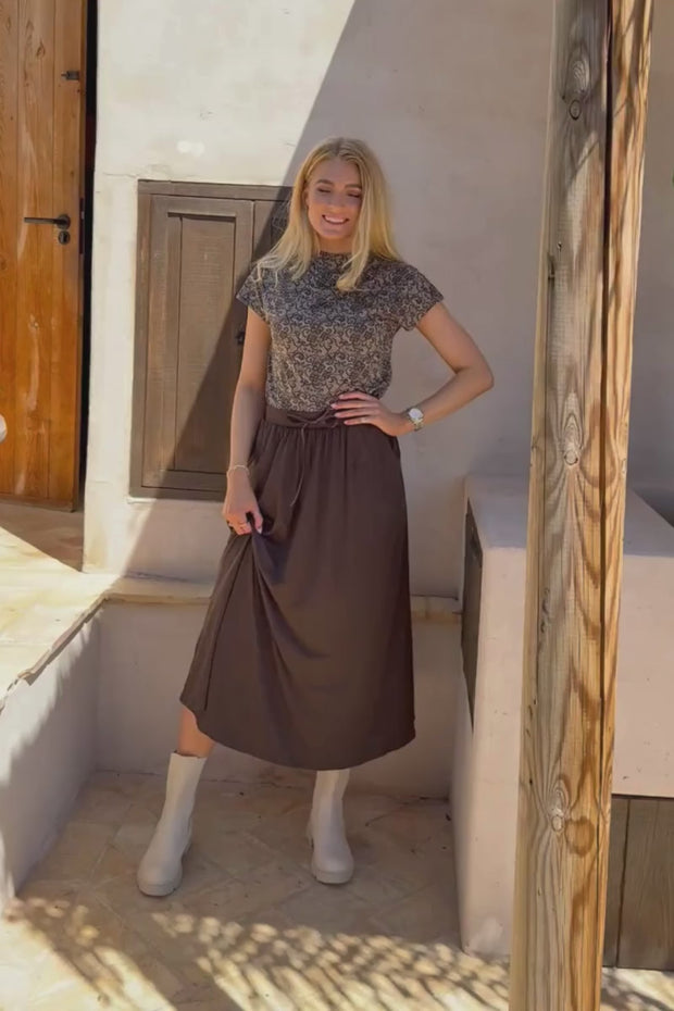 Alma Loose Skirt | Mocca | Nederdel fra Liberté