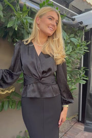Tiki Ls Twist Blouse | Black Diamond | Bluse fra Liberté