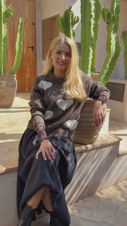 Fro Heart Pullover | Chocolate Ivory Heart | Strik fra Liberté
