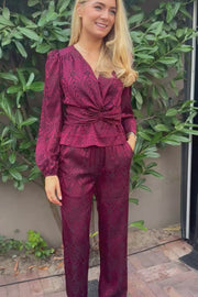 Tiki Ls Twist Blouse | Bordeaux | Bluse fra Liberté