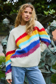 90er Regenbogenpullover | Stricken von Avery