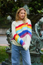 90er Regenbogenpullover | Stricken von Avery