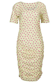 Alma Ss Turn Dress | Yellow Watermelon | Vendbar kjole fra Liberté