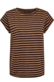 Ulla Stripe Tshirt | Brown Light Brown Stripe | T-Shirt fra Liberté