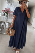 Edie Long Cotton Dress | Navy | Avery