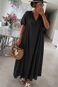 Edie Long Cotton Dress | Black | Avery