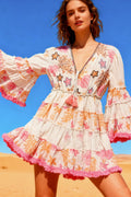 Flowy Florescent embroidery Dress | Kjole fra Avery