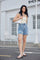 Embroidered Jean short | Lyseblå | Shorts fra Avery