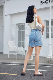 Embroidered Jean short | Lyseblå | Shorts fra Avery
