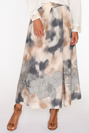 Mabell midi pleated skirt | Beige/Sand | Nederdel fra Gustav
