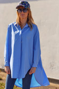 Oversized Poplin Shirt | Blå – nedsat