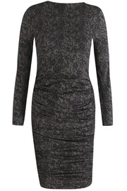 Alma Ls Turn Dress | Black Grey Lace | Kjole fra Liberté