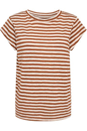 Ulla Stripe Tshirt | Brown White Stripe | T-Shirt fra Liberté