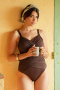 Daisy Draped Swimsuit | Dark Brown