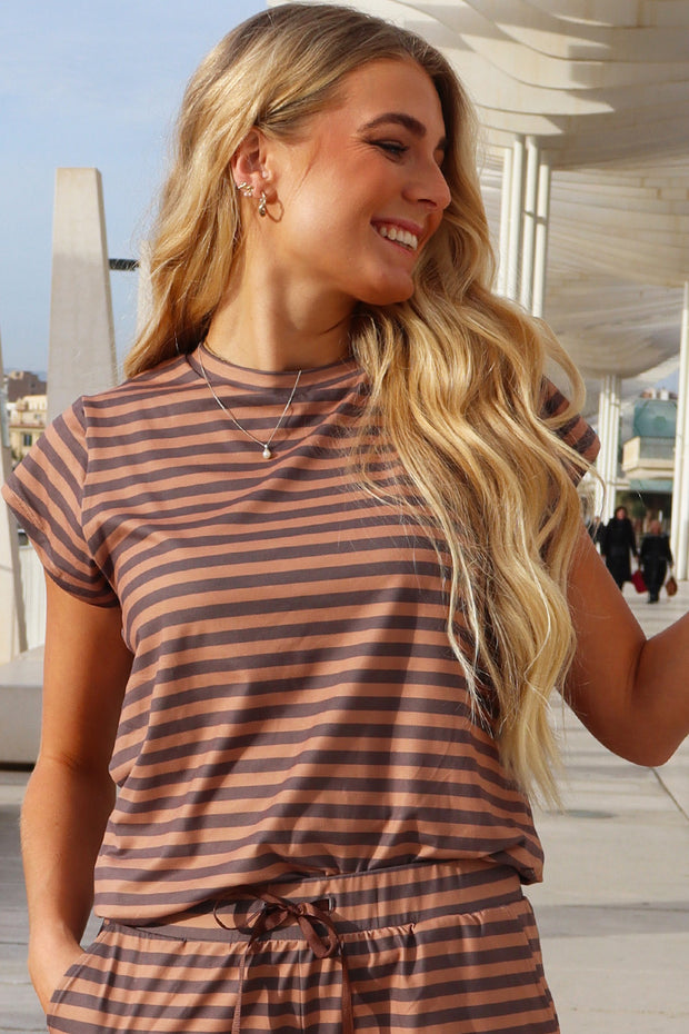Alma U Tshirt | Brown Stripe | T-Shirt fra Liberté