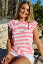 Ulla Stripe Tshirt | Barbie Pink White Stripe | T-Shirt fra Liberté