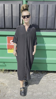 Sunrise Tunic Shirt Dress | Black | Kjole fra Co'couture