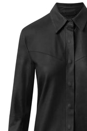 Long Shirt | Black | Skjortekjole i læder fra Depeche