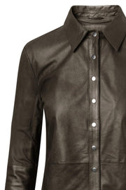 Shirt w/buttons | Dusty taupe | Læder skjorte fra Depeche