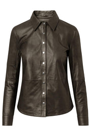 Shirt w/buttons | Dusty taupe | Læder skjorte fra Depeche