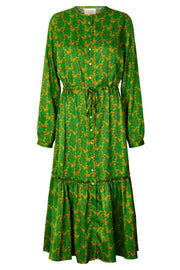 Anastacia Dress | Green | Lang kjole med print fra Lollys Laundry
