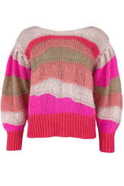 Wave Retro Knit Jumper | Pink | Strik fra Black Colour