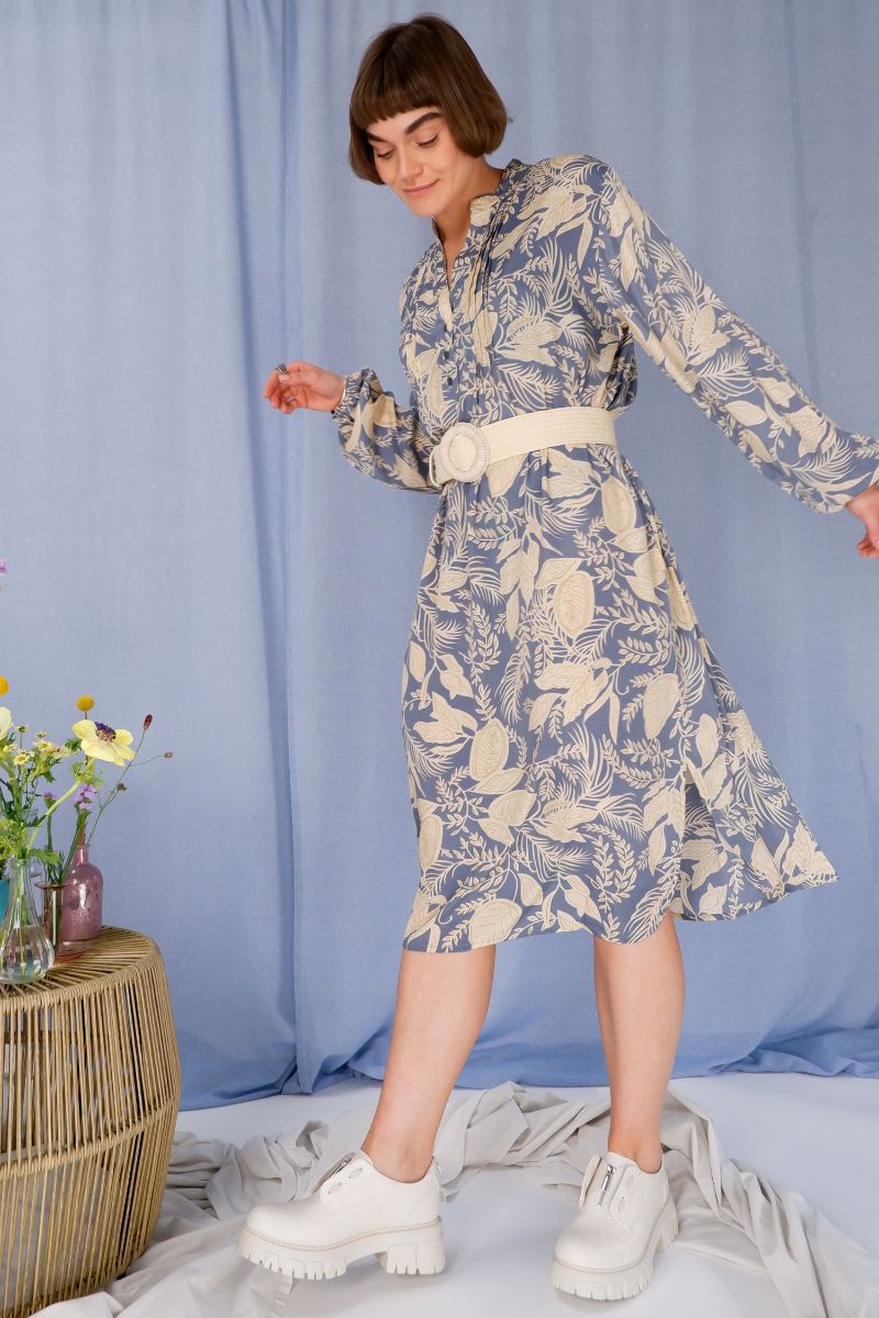 Colour Kjole | Floral Blue | Pleat tunic dress Lisen.dk