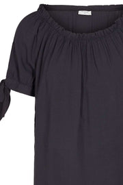 Laime blouse | Sort | T-shirt med bindebånd fra Freequent