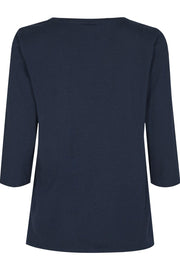 Fenja 3/4 Round | Navy | Bluse fra Freequent