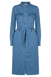 Fia Long Dress | Light blue | Denim skjorte kjole fra Freequent
