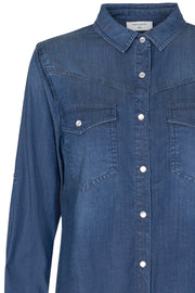 Fia Shirt | Medium Blue | Skjorte fra Freequent