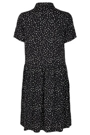 Spot Dress Button | Sort | Jersey kjole med prikkere fra Freequent