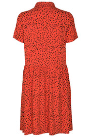 Spot Dress Button | Rød | Jersey kjole med prikkere fra Freequent