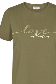 Fenja tee love sustainable | Burnt olive | T-shirt fra Freequent