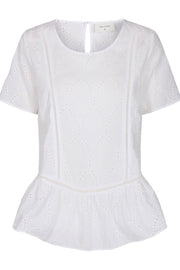 Angela blouse | White | Broderie anglaise bluse fra Freequent