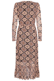 Vida Dress | Caramel Café | Lang kjole med print fra Freequent